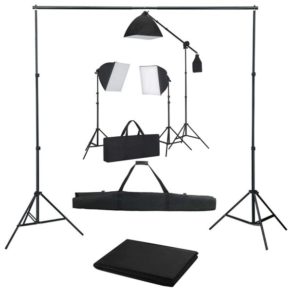 vidaXL Sada do foto&scaron;t&uacute;dia so softbox svetlami a pozad&iacute;m
