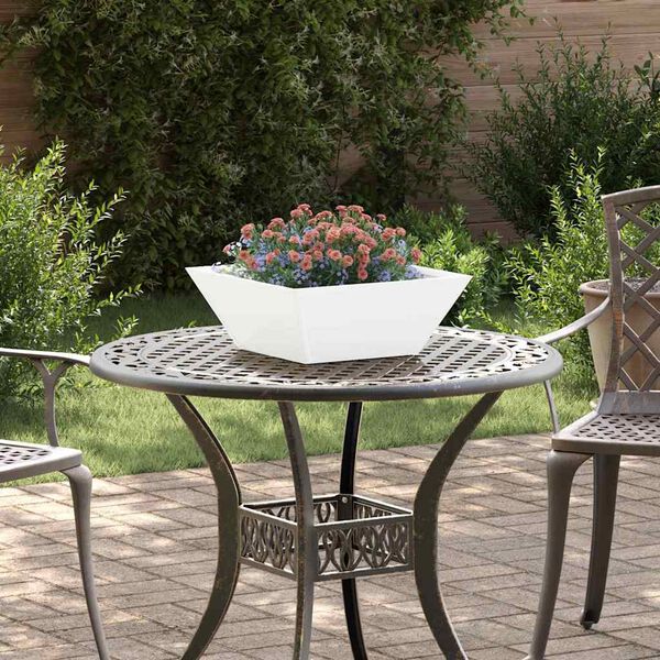 vidaXL Z&aacute;hradn&yacute; kvetin&aacute;č Biela 40 x 40 x 15 cm Studen&yacute; valcovan&yacute; oceľ
