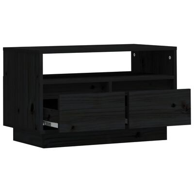vidaXL TV skrinka čierna 60x35x37 cm masívna borovica
