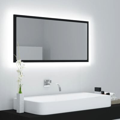 vidaXL LED kúpeľňové zrkadlo čierne 90x8,5x37 cm akryl