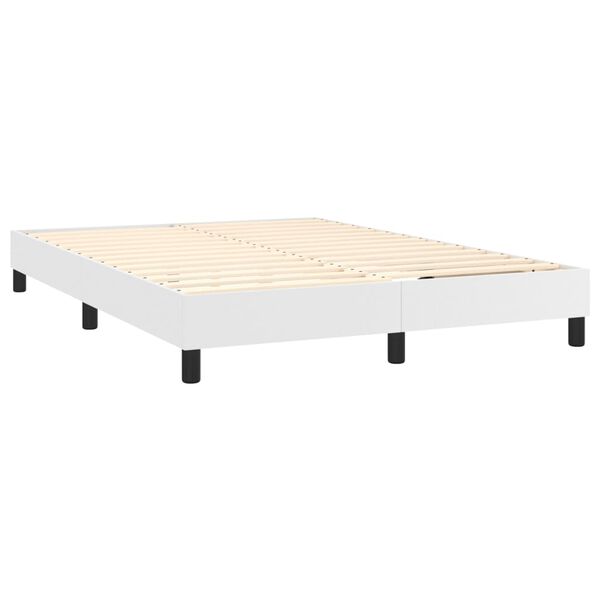 vidaXL Boxspring posteľ s matracom a LED biela 140x190 cm umel&aacute; koža