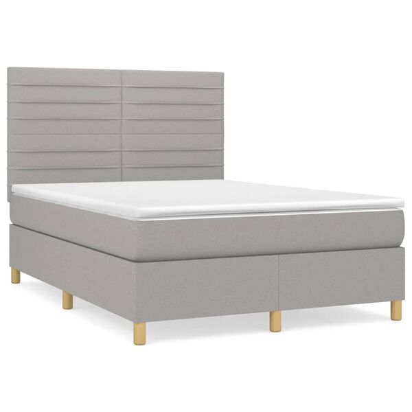 vidaXL Boxspring posteľ s matracom bledosiv&aacute; 140x200 cm l&aacute;tka