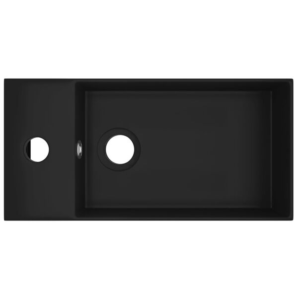 vidaXL Um&yacute;vadlo s prepadom, keramika, matn&eacute; čierne