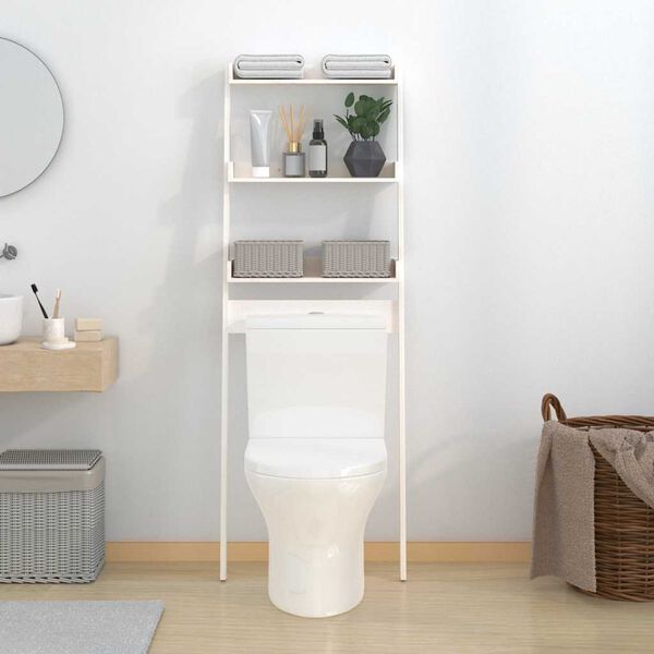 vidaXL Toaletn&yacute; stojan biely 63,5x32x179 cm mas&iacute;vna borovica