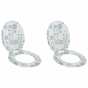 vidaXL WC sedadlo 2 pcs Modro-biely porcel&aacute;n 44 x 38 cm MDF doska