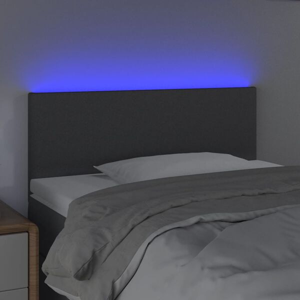 vidaXL Čelo postele s LED tmavosiv&eacute; 100x5x78/88 cm l&aacute;tka
