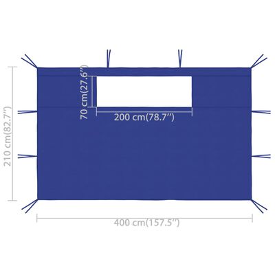 vidaXL Bočné steny altánku s oknami 2 ks 4x2,1 m modré 70 g/m²