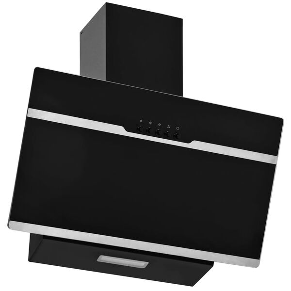 vidaXL Nástenný digestor 60cm, nehrdzavejúca oceľ+tvrdené sklo, čierny