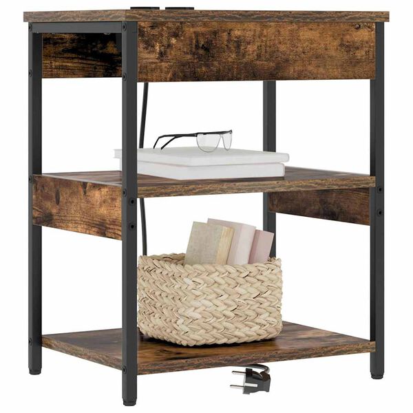 vidaXL Nočn&yacute; stol&iacute;k Dymov&aacute; dub 41 x 31 x 51 cm Kompozitn&eacute; drevo