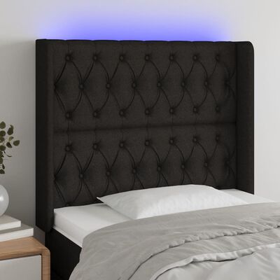 vidaXL Čelo postele s LED čierne 103x16x118/128 cm látka