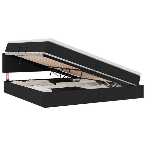 vidaXL Postel s &uacute;ložn&yacute;m prostorem a matrac&iacute; Čierna 200 x 200 cm