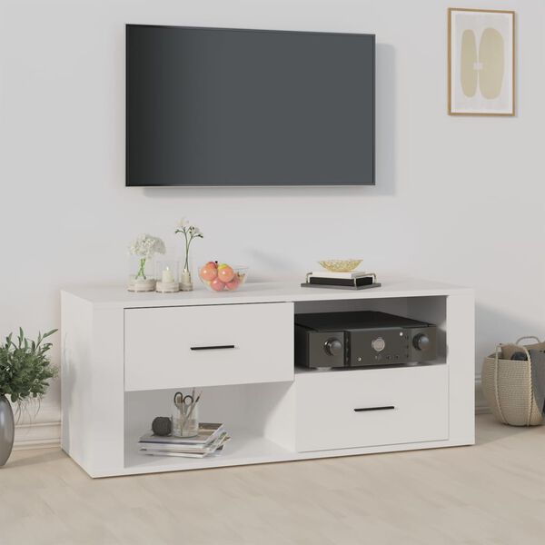 vidaXL TV skrinka biela 100x35x40 cm spracovan&eacute; drevo