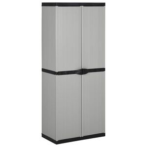 vidaXL Z&aacute;hradn&aacute; &uacute;ložn&aacute; skriňa s 3 policami siv&aacute; a čierna 68x40x168 cm