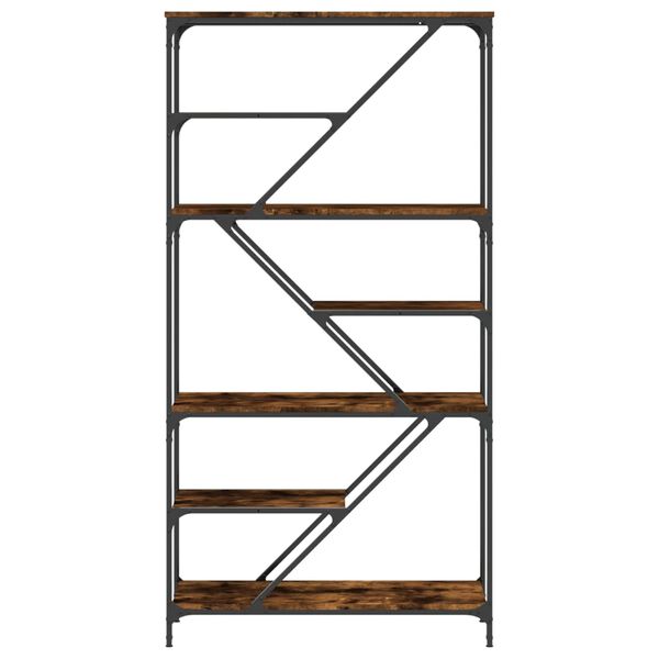 vidaXL Knižnica dymov&yacute; dub 91x36x176 cm kompozitn&eacute; drevo a oceľ