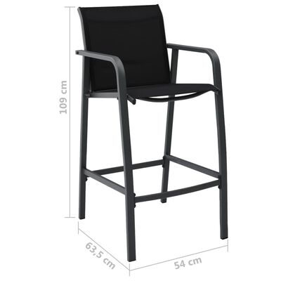 vidaXL Záhradné barové stoličky 4 ks čierne textilénové