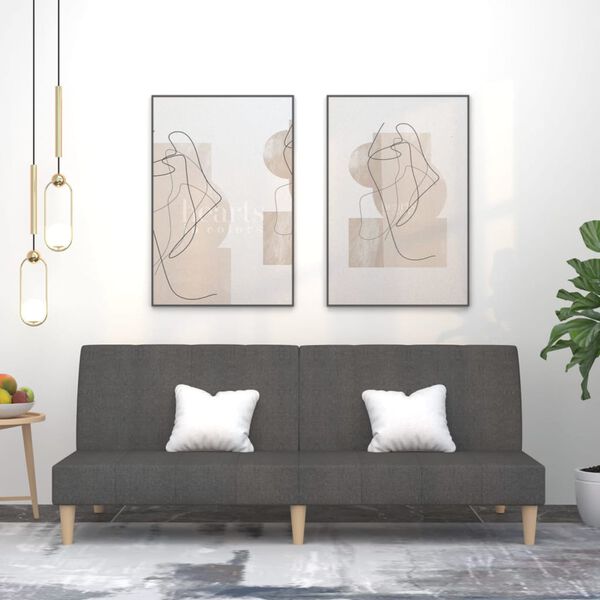 vidaXL 2-miestna rozkladacia pohovka tmavosiv&aacute; l&aacute;tkov&aacute;