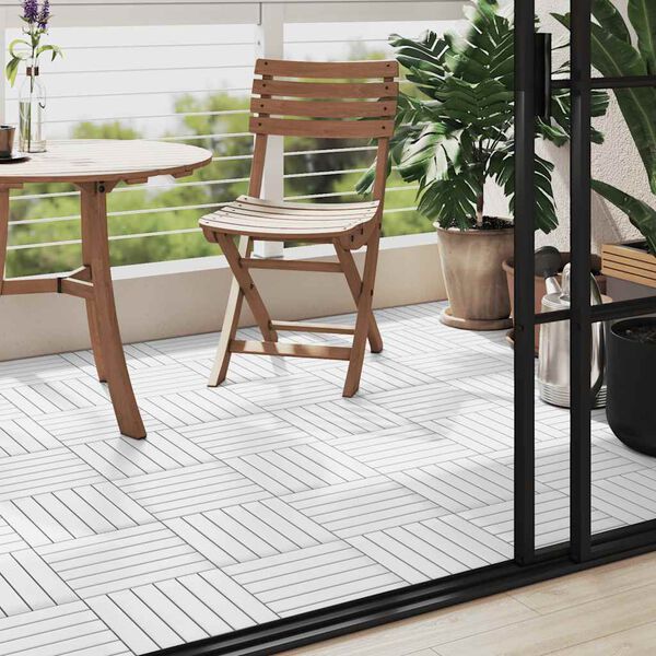 vidaXL Podlahov&eacute; dlaždice 10 ks, biele 30x30 cm, ak&aacute;ciov&yacute; mas&iacute;v