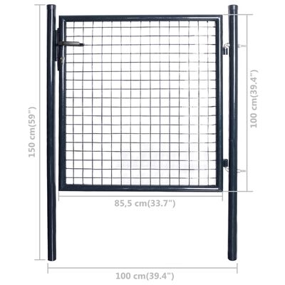 vidaXL Záhradná brána, pletivo, pozinkovaná oceľ 85,5x100 cm, sivá