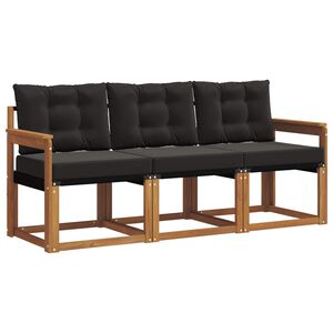 vidaXL Z&aacute;hradn&aacute; s&uacute;prava gaučov s vank&uacute;&scaron;om 3 pcs Pr&iacute;rodn&aacute; a čierna