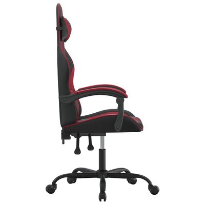vidaXL Otočná herná stolička čierna a vínovočervená umelá koža