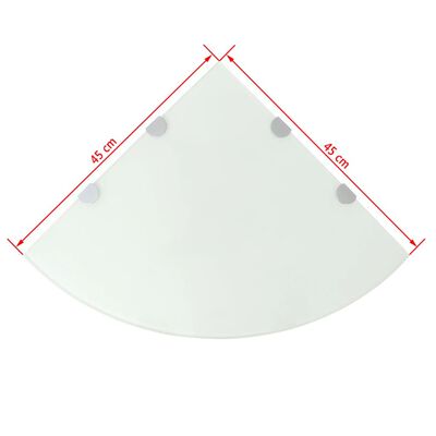 vidaXL Rohová polička s chrómovanou podperou, sklenená, biela, 45x45 cm
