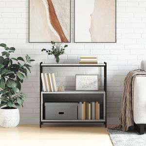 vidaXL Knižnica siv&yacute; dub sonoma 80x30x78,5cm kompozitn&eacute; drevo a železo