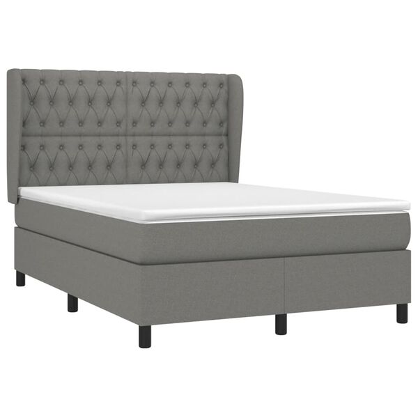 vidaXL Boxspring posteľ s matracom tmavosiv&aacute; 140x200 cm l&aacute;tka