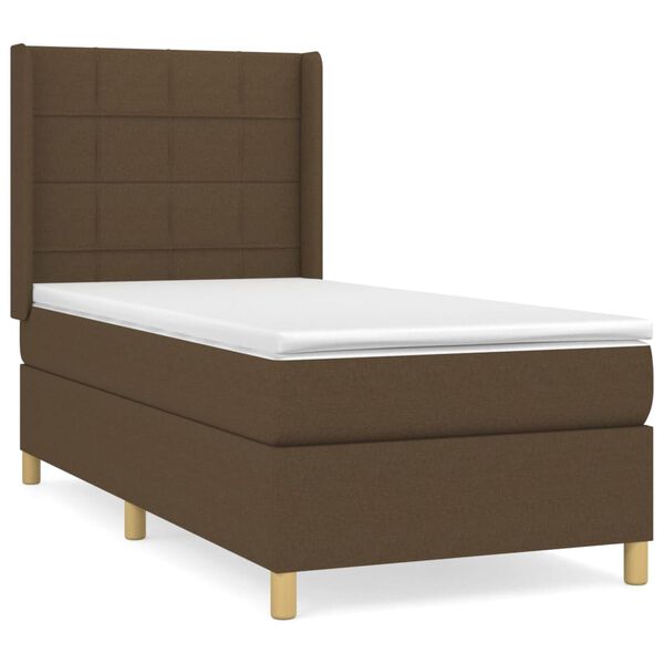 vidaXL Boxspring posteľ s matracom tmavohned&aacute; 100x200 cm l&aacute;tka