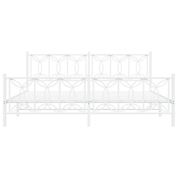 vidaXL Kovov&yacute; r&aacute;m postele s čelom a podnožkou biely 200x200 cm