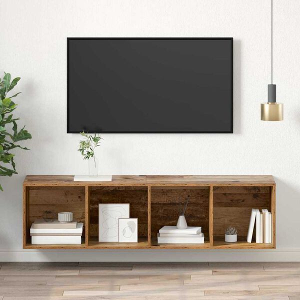 vidaXL Zostava TV skriniek Nástenný Staré drevo 37 x 37 x 142,5 cm