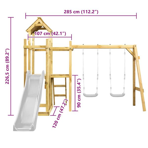 vidaXL Hracia veža 285x120x226,5 cm impregnovan&aacute; borovica