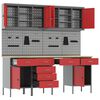 vidaXL Pracovn&aacute; skrinka 10 pcs Červen&aacute; Inžinierske drevo a oceľ