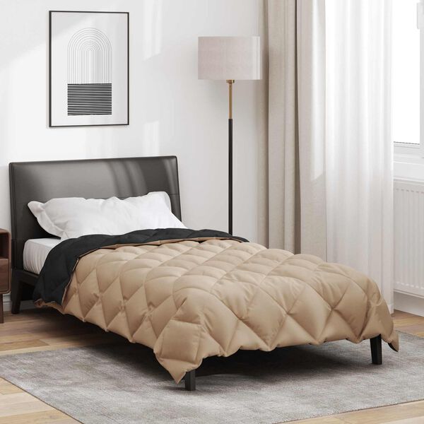 vidaXL Zimn&yacute; prehoz Čierna a taupe 220 x 155 cm Mikrovl&aacute;kno