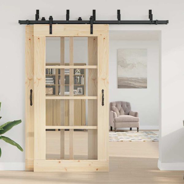 vidaXL Kovanie na posuvn&eacute; dvere čierne 213,5 cm oceľov&eacute;