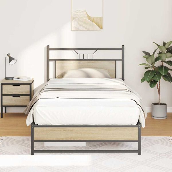 vidaXL Posteľný rám bez matraca dub sonoma 107x203 cm kompozitné drevo