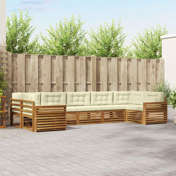 vidaXL Z&aacute;hradn&aacute; s&uacute;prava gaučov s vank&uacute;&scaron;om 7 pcs Pr&iacute;rodn&aacute; a kr&eacute;mov&aacute;