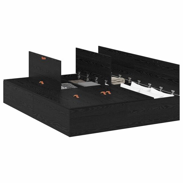 vidaXL R&aacute;m postele s &uacute;ložn&yacute;m prostorem Čierny dub 140 x 190 cm