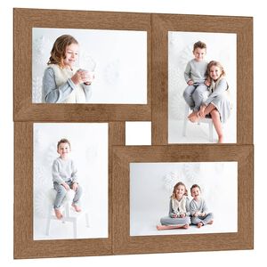 vidaXL Kolážový fotorámik na 4 fotky (10x15 cm) bledohnedý MDF
