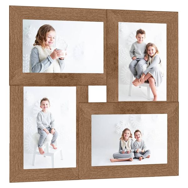 vidaXL Kolážový fotorámik na 4 fotky (10x15 cm) bledohnedý MDF