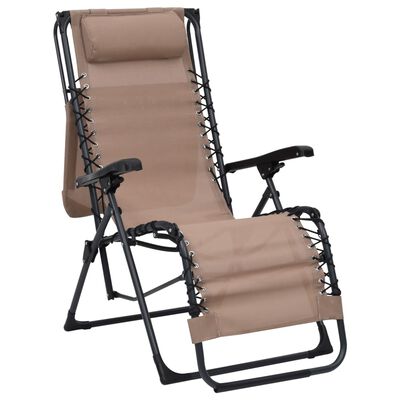 vidaXL Skladacia terasová stolička textilénová sivohnedá