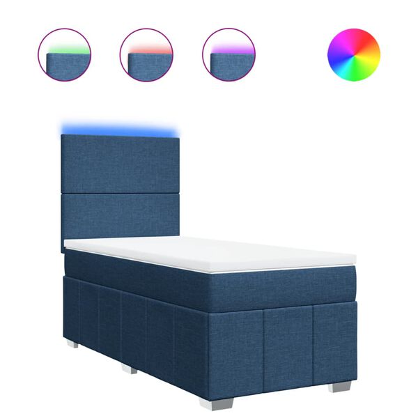 vidaXL Posteľn&yacute; r&aacute;m boxspring s matracom modr&yacute; 90x190 cm l&aacute;tka