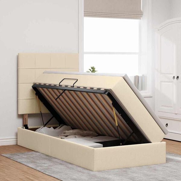 vidaXL Postel s &uacute;ložn&yacute;m prostorem a matrac&iacute; Kr&eacute;mov&aacute; 90 x 190 cm