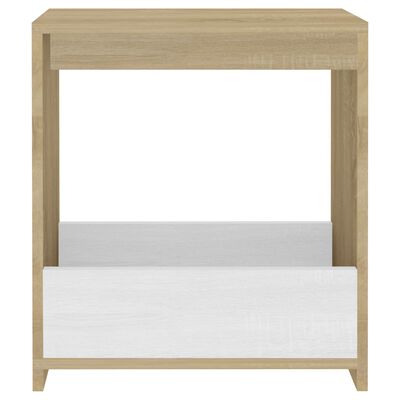 vidaXL Príručný stolík, biela a sonoma 50x26x50 cm, kompozitné drevo
