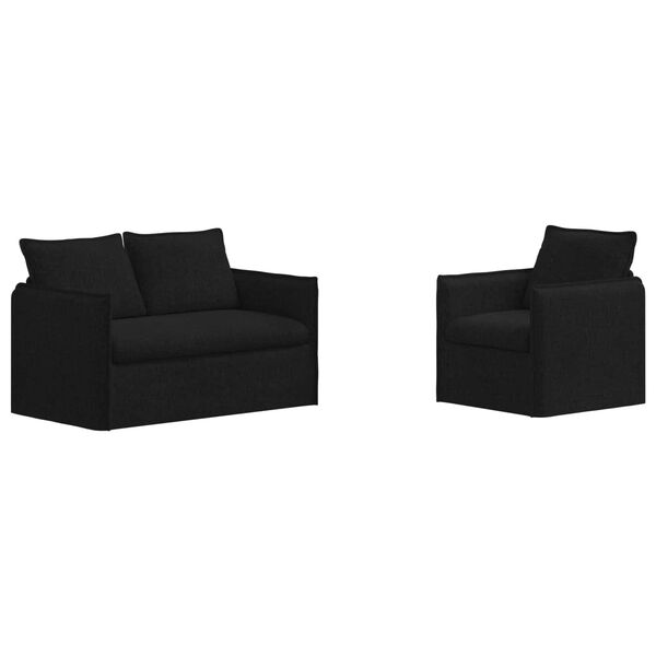 vidaXL Sada pohoviek 2 pcs Čierna 196 x 82 x 85 cm l&aacute;tka