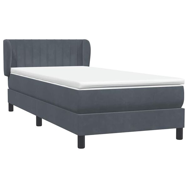 vidaXL Posteľn&yacute; r&aacute;m boxspring s matracom tmavosiv&yacute; 80x220 cm zamat