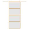 vidaXL Posuvné dvere zlaté 90x205 cm matné ESG sklo a hliník
