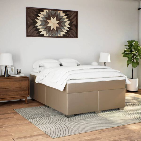 vidaXL Boxspring posteľ s matracom kapuč&iacute;nov&aacute; 160x200 cm umel&aacute; koža