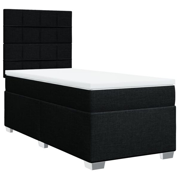 vidaXL Posteľn&yacute; r&aacute;m boxspring s matracom čierny 90x200 cm l&aacute;tka