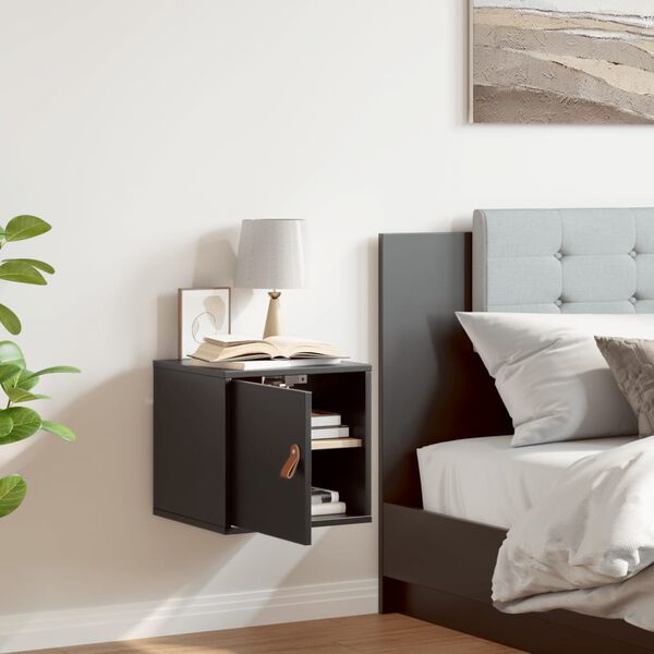 vidaXL Nástenná skrinka čierna 31,5x30x30 cm masívna borovica