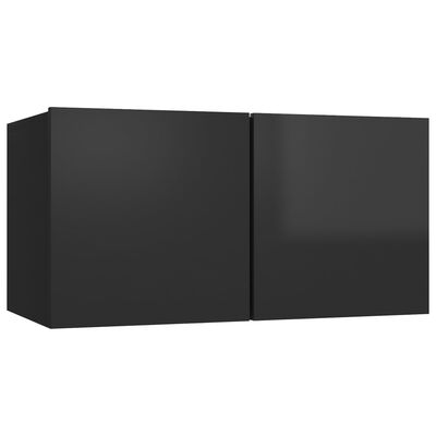 vidaXL 3-dielna súprava TV skriniek lesklá čierna drevotrieska
